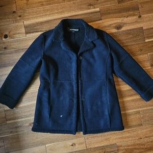 Weatherproof Black Faux Suede Sherpa Lined Jacket Size Large